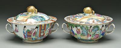 Appraisal: Two Chinese famille rose bowls both with lids rose mandarin