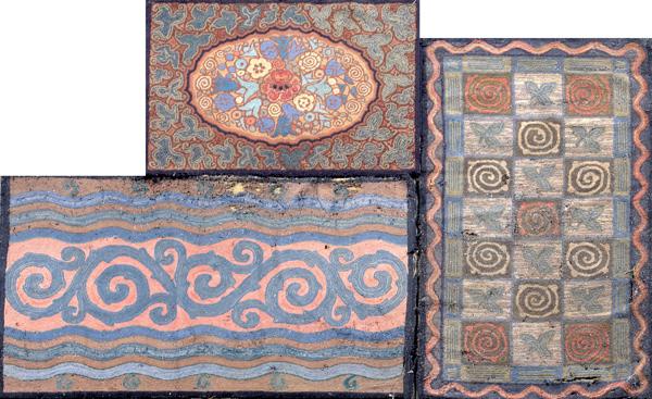 Appraisal: HOOKED RUGS Three handmade rugs with various designs Largest x