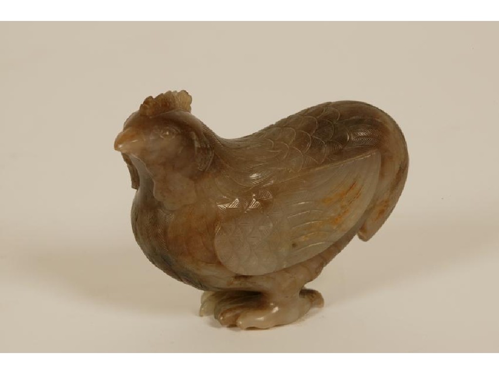 Appraisal: A CHINESE GREY JADE COCKEREL with finely carved plumage probably