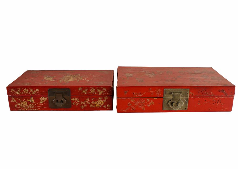 Appraisal: TWO SMALL ASIAN LACQUERED BOXESCondition wear to lacquer throughout one