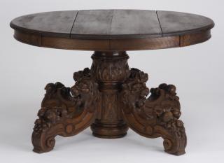 Appraisal: th c French carved oak center table Late th century