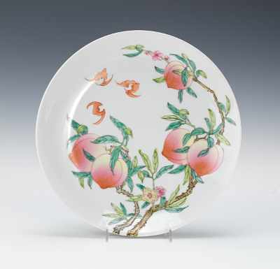 Appraisal: Lovely Large Chinese Porcelain Plate Brightly hand-painted with peaches and