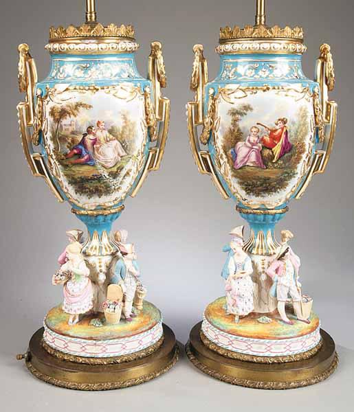 Appraisal: A Pair of Large S vres Porcelain and Bisque Vases