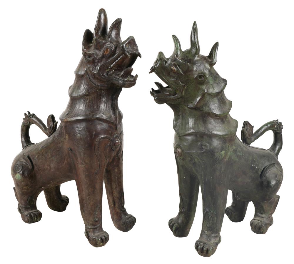 Appraisal: PAIR OF BRONZE FOO LIONSunsigned inches wide inches deep inches