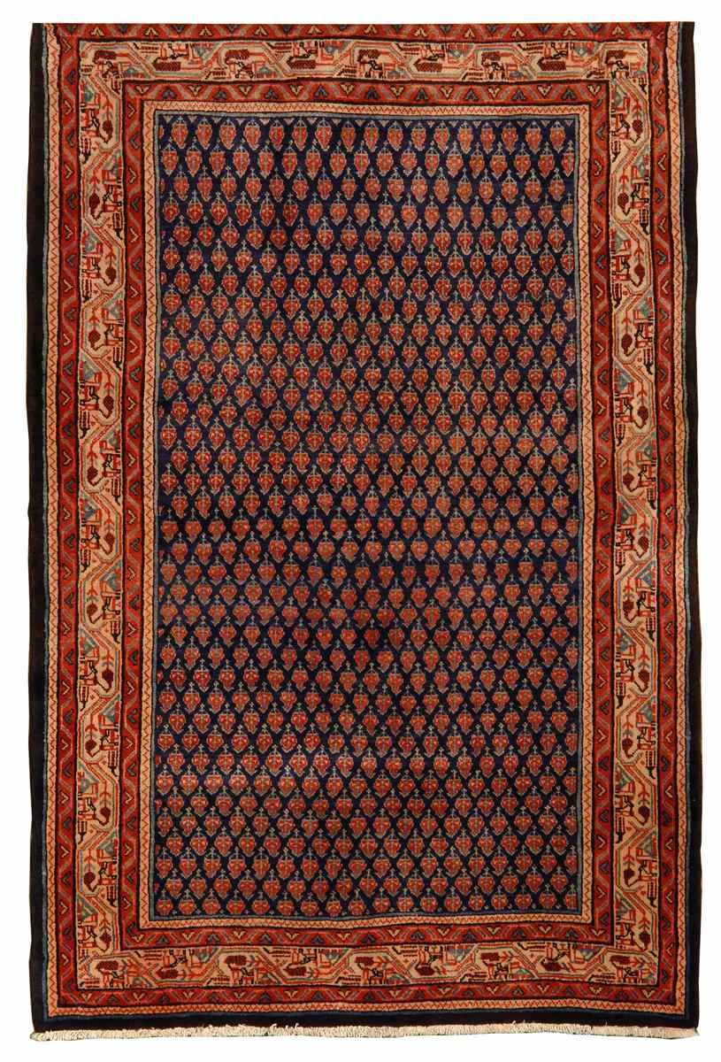 Appraisal: ORIENTAL RUG MIR ' x ' Red botehs on a