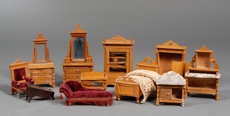 Appraisal: Group of German Fruitwood Dollhouse Furniture late th early th