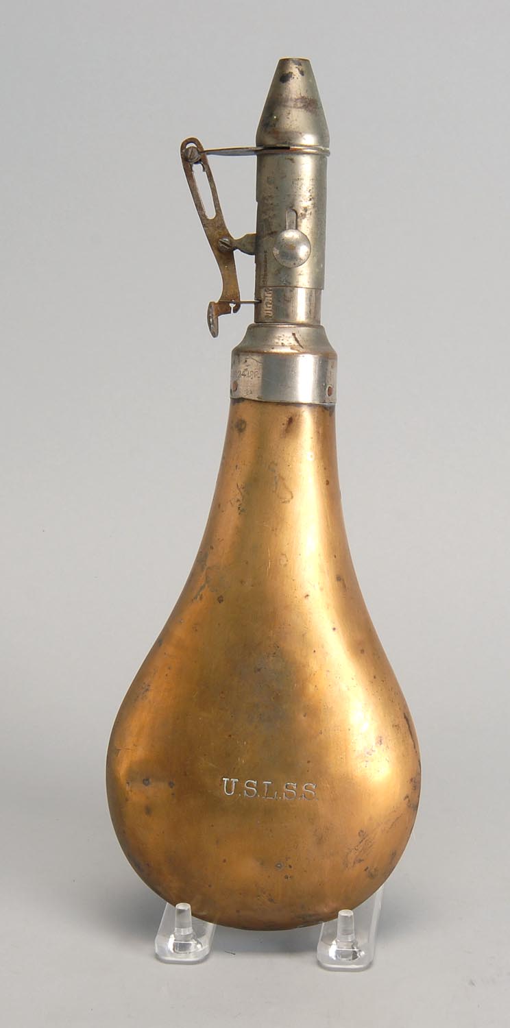 Appraisal: UNITED STATES LIFE-SAVING STATION POWDER FLASK Late th CenturyCopper body