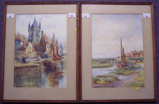 Appraisal: Sophie D'Ouseley MeredithBoat in a Marsh Landscapea pair watercolour cm