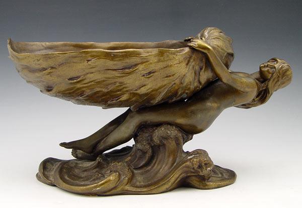 Appraisal: FIGURAL CENTERPIECE WITH NUDE AND SHELL AFTER FUGERE Signed on