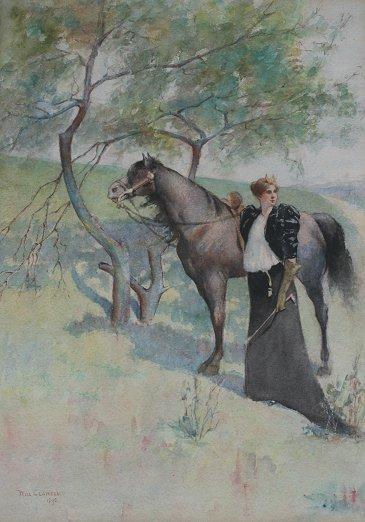 Appraisal: CLAWSON John Willard American - Equestrian Woman with Horse in