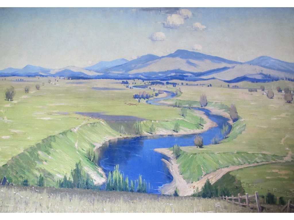 Appraisal: NORMAN LLOYD - WINDING RIVER IN A MOUNTAINOUS LANDSCAPE Oil