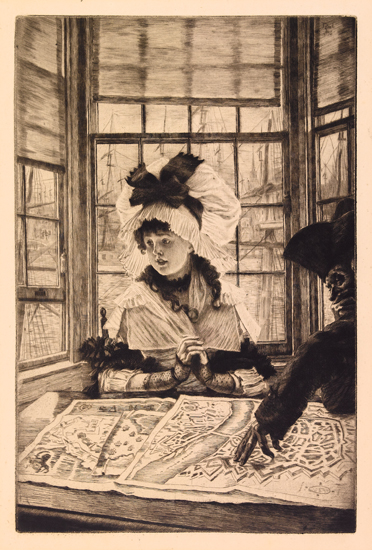 Appraisal: JAMES JACQUES TISSOT L'Histoire ennuyeuse Etching and drypoint on cream