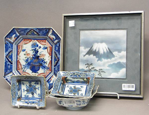 Appraisal: Five decorations Including four imari style porcelain dishes of various