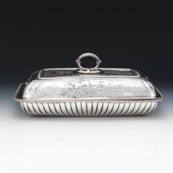 Appraisal: RARE GEORGE III STERLING SILVER ENTREE DISH WITH COVER HUNTING