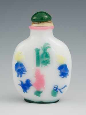 Appraisal: A Chinese Peking Glass Five Color Snuff Bottle Of flattened