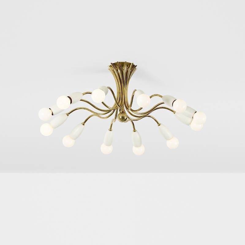 Appraisal: Italian chandelier Italian chandelier c brass enameled aluminum dia x