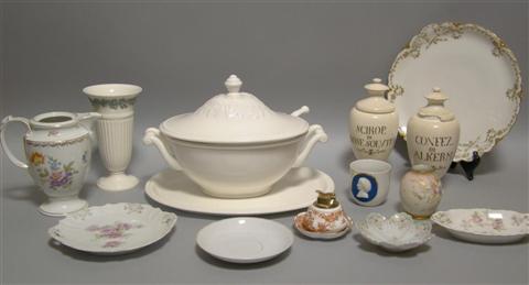 Appraisal: GROUP OF CONTINENTAL CERAMICS Including a large white tureen cover