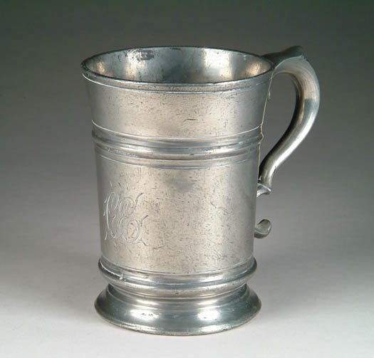 Appraisal: ENGLISH PEWTER EARLY TH CENTURY STEIN Fine scroll handle on