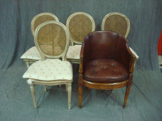 Appraisal: Louis XVI Style Caned Arm Chairs together with Club Chair