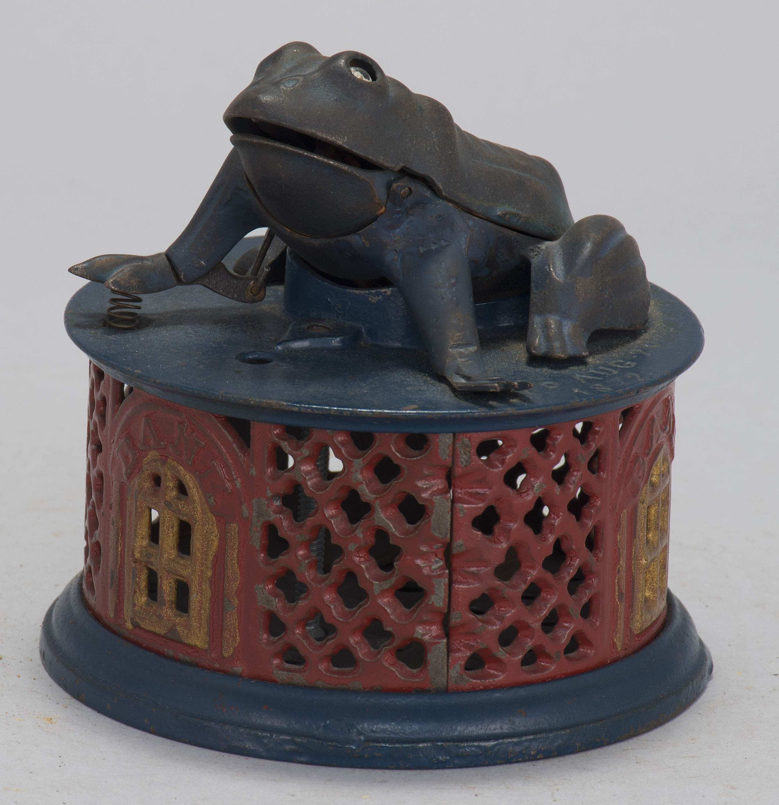 Appraisal: FROG ON ROUND BASE CAST IRON MECHANICAL BANK Patented By