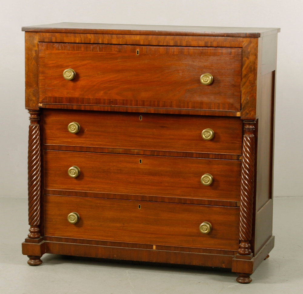 Appraisal: - Empire Style Mahogany Butler's Chest Empire style butler's chest