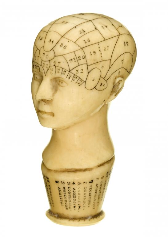 Appraisal: A VICTORIAN IVORY PHRENOLOGIST'S CANE HANDLE carved as a human