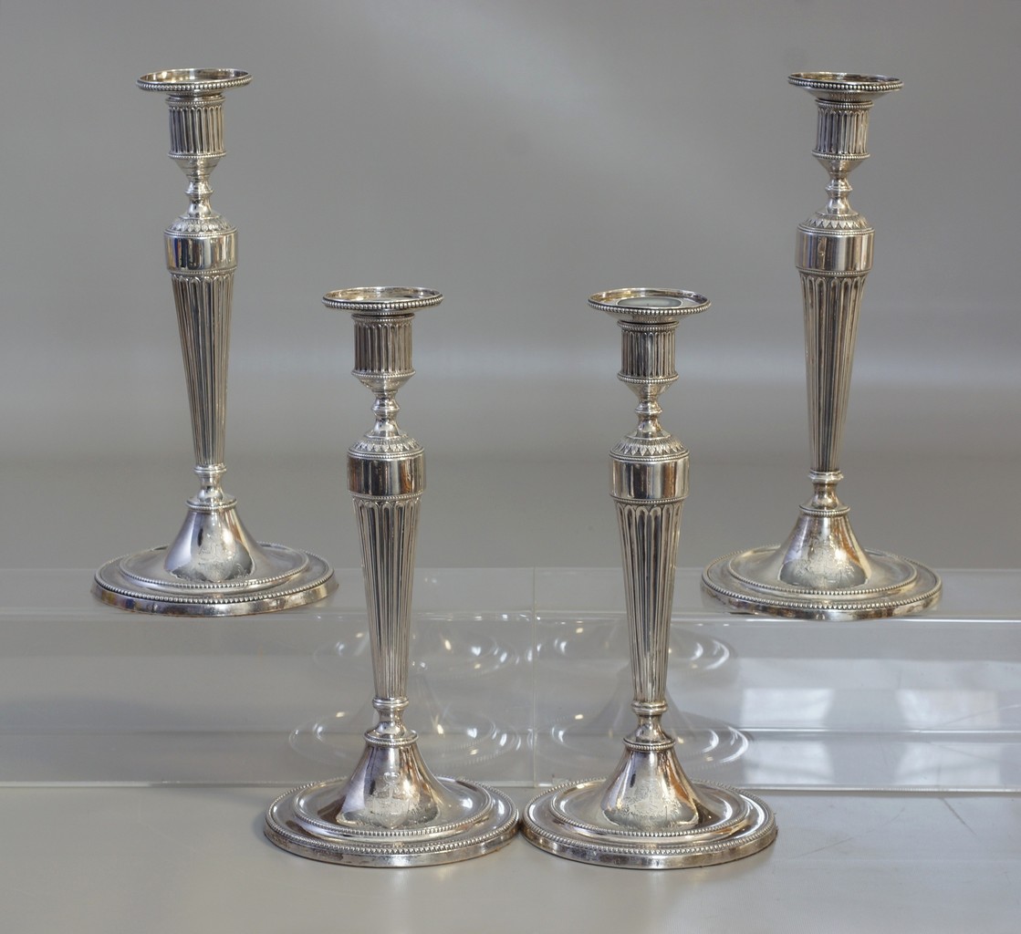 Appraisal: Georgian fluted column form silver candlesticks London maker RI May