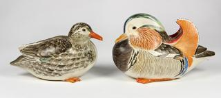 Appraisal: Japanese Ceramic Mandarin Ducks Pair lot of Japanese ceramic mandarin