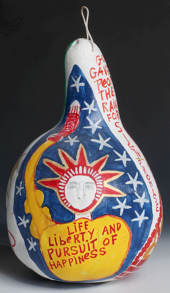 Appraisal: B F Perkins - Painted Gourd B F Perkins American