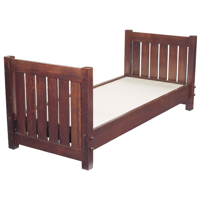 Appraisal: Gustav Stickley daybed knock-down form with six vertical slats at