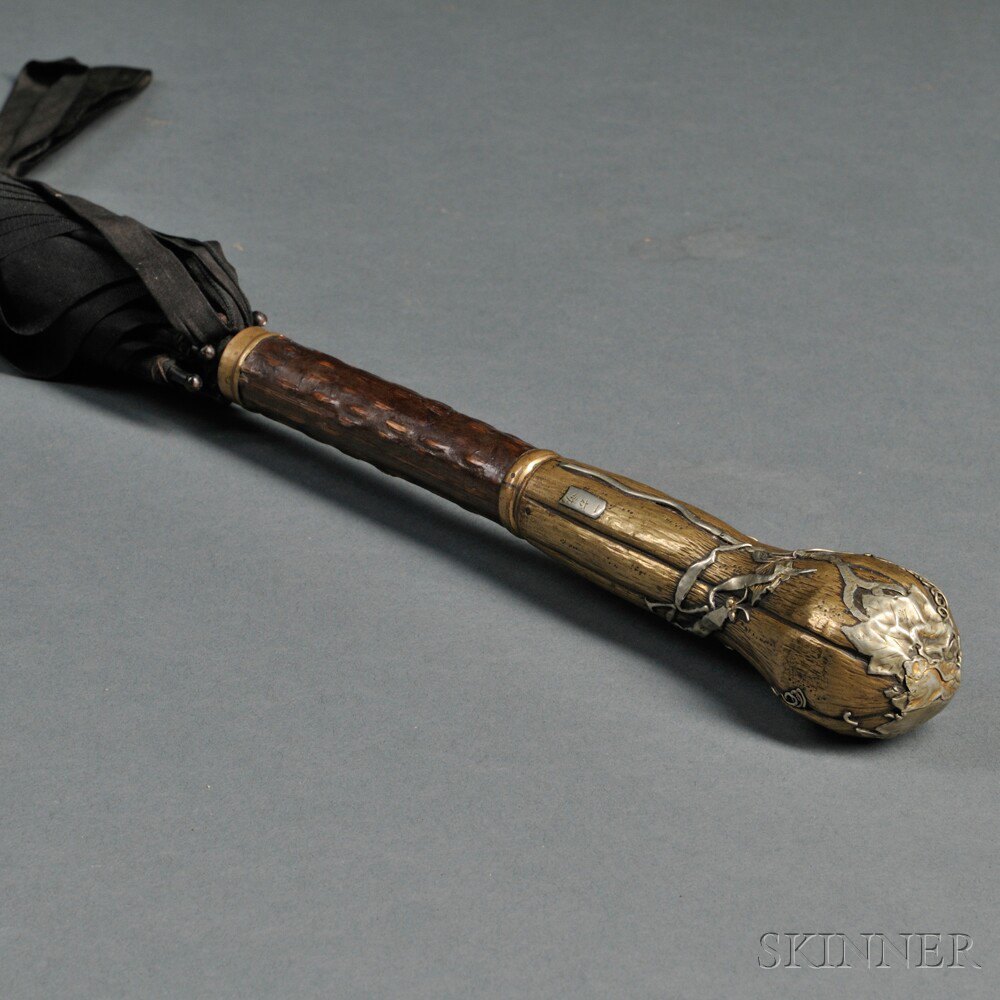 Appraisal: Parasol with Mixed-metal Handle Japan early th century the black