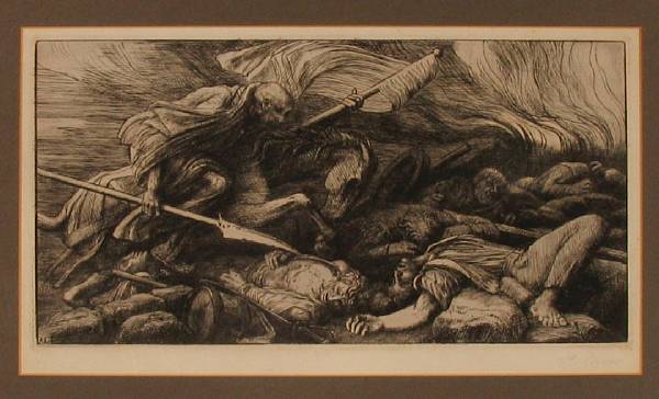 Appraisal: Alphonse Legros Untitled Men in Battle Etching printed on wove