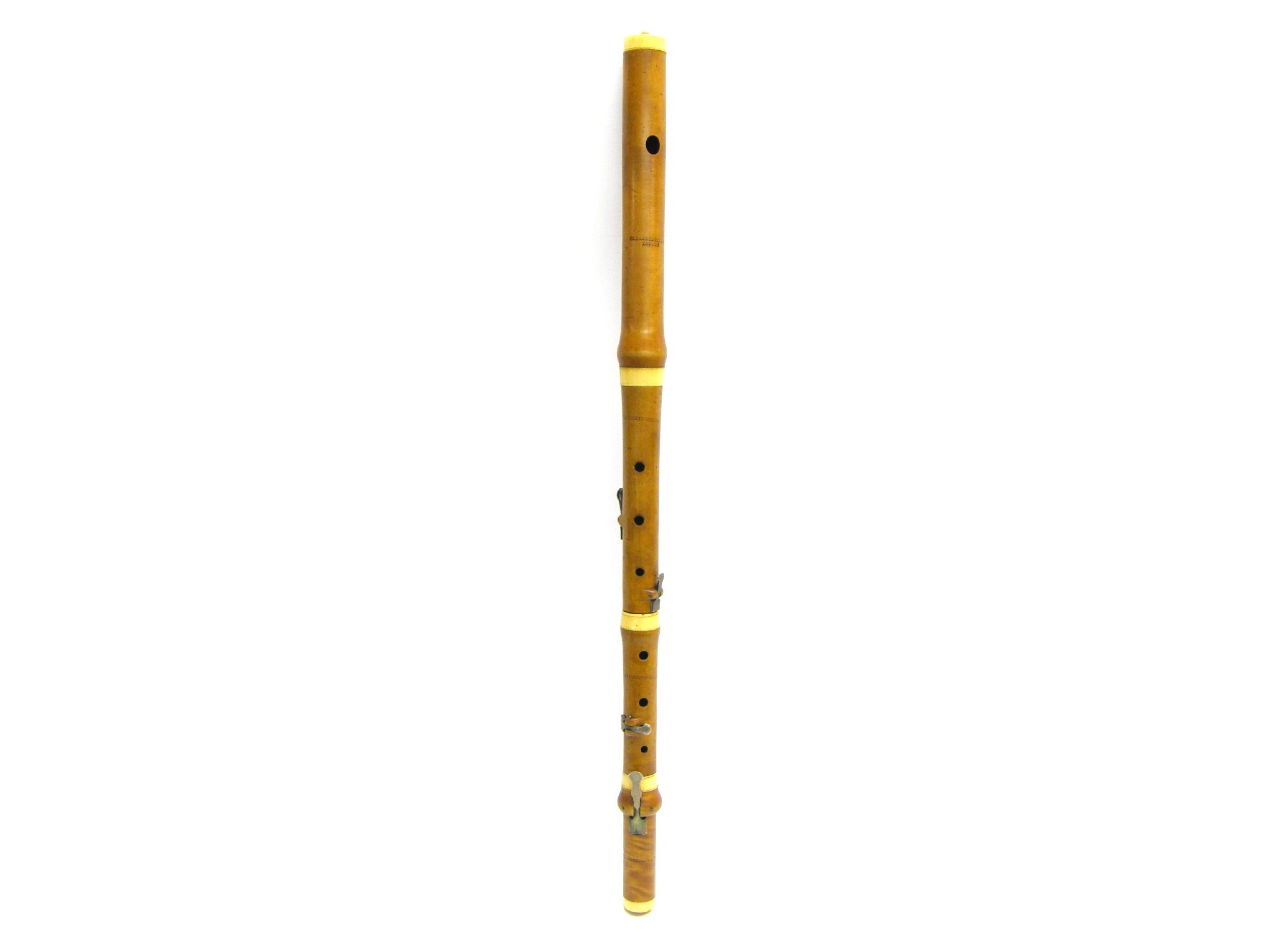 Appraisal: English boxwood and ivory mounted four keyed flute by and