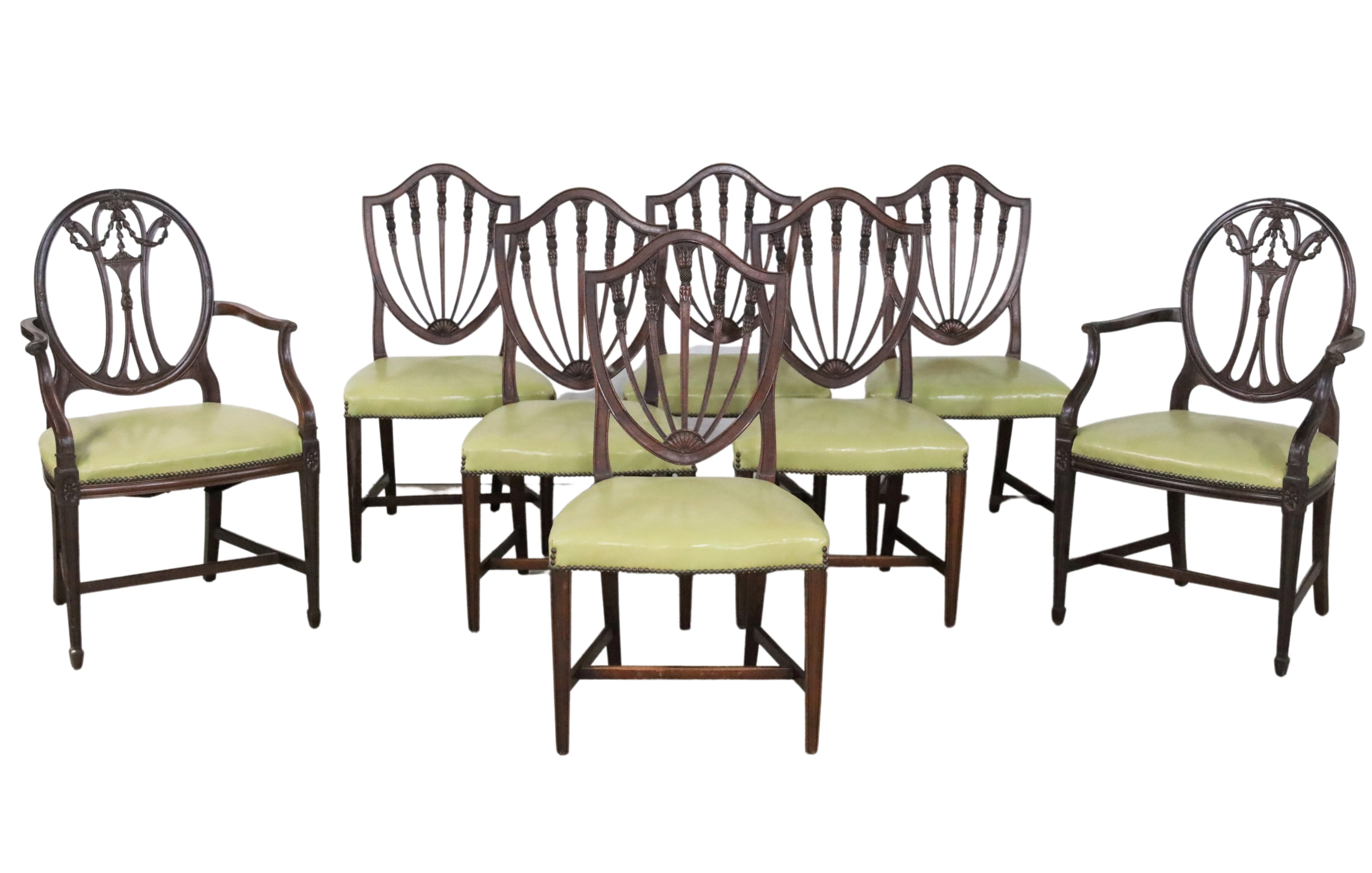 Appraisal: SET OF ASSOCIATED HEPPLEWHITE MAHOGANY CHAIRS Set of associated Hepplewhite