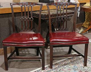 Appraisal: Pair of George III mahogany side chairs Pair of George