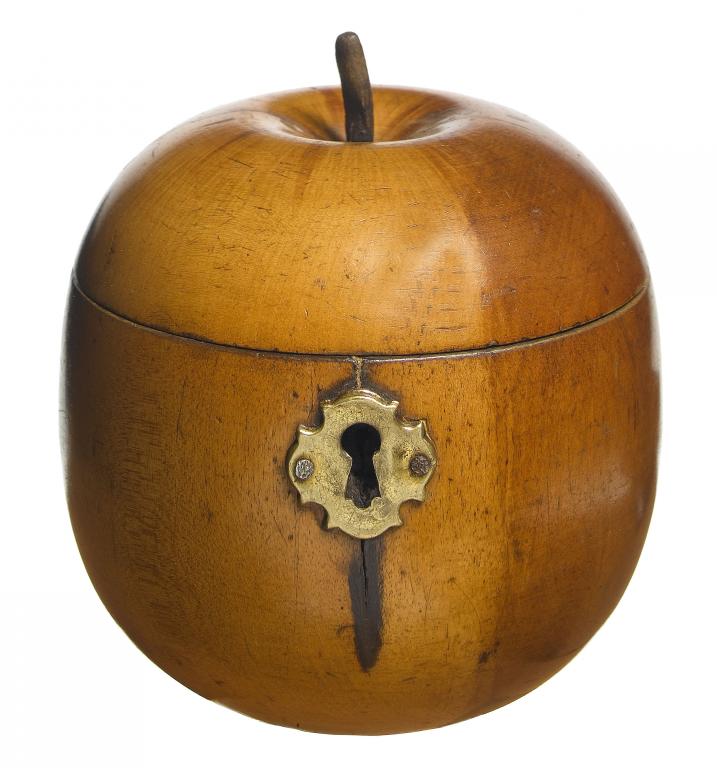 Appraisal: A GEORGE III TURNED FRUITWOOD TEA CADDY in the form