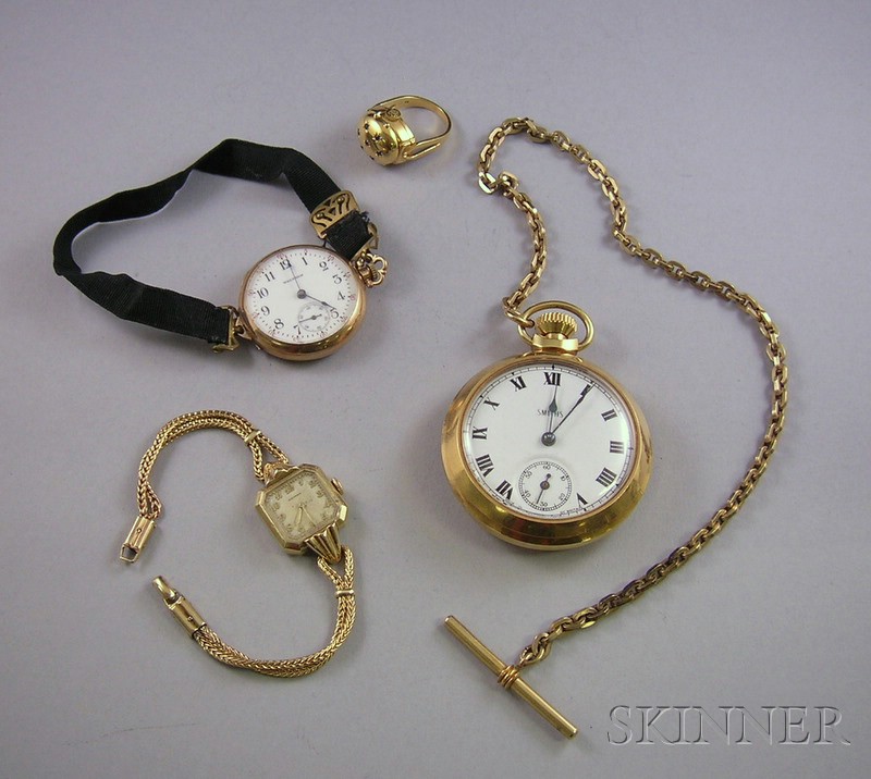 Appraisal: Four Watches a Smiths pocket watch with chain an kt