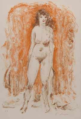 Appraisal: Clyde J Singer American - monoprint of nude with orange