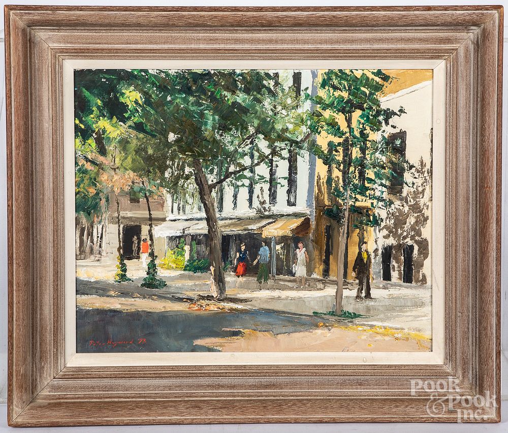 Appraisal: Peter Hayward oil on canvas street scene Peter Hayward American