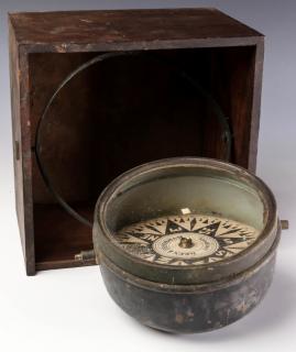 Appraisal: KEEN FRODSHAM SHIP COMPASS Gimbal mounted in wooden case inches