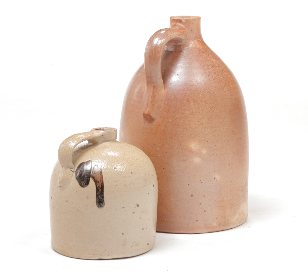 Appraisal: TWO OREGON STONEWARE JUGS Most likely Oregon Pottery Company Buena