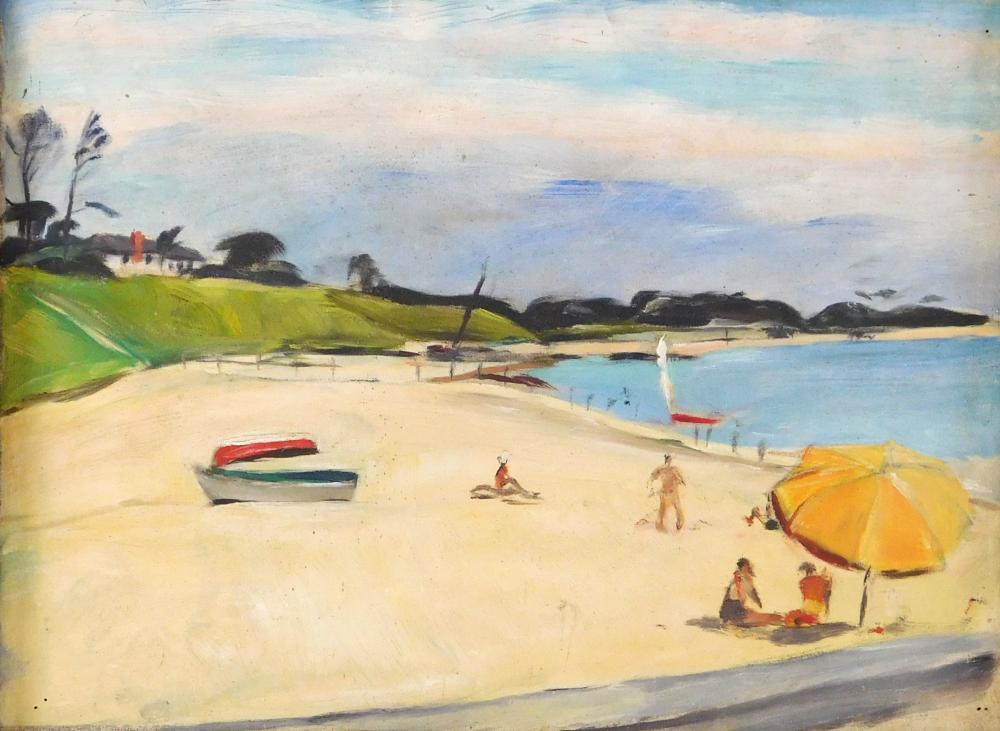 Appraisal: Richard H Bassett American - oil on canvas board beach