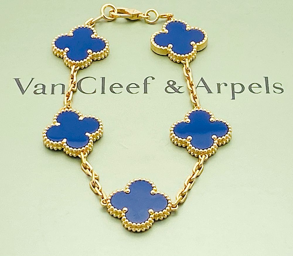 Appraisal: VAN CLEEF ARPELS K ALHAMBRA LAPIS BRACELET VAN CLEEF ARPELS