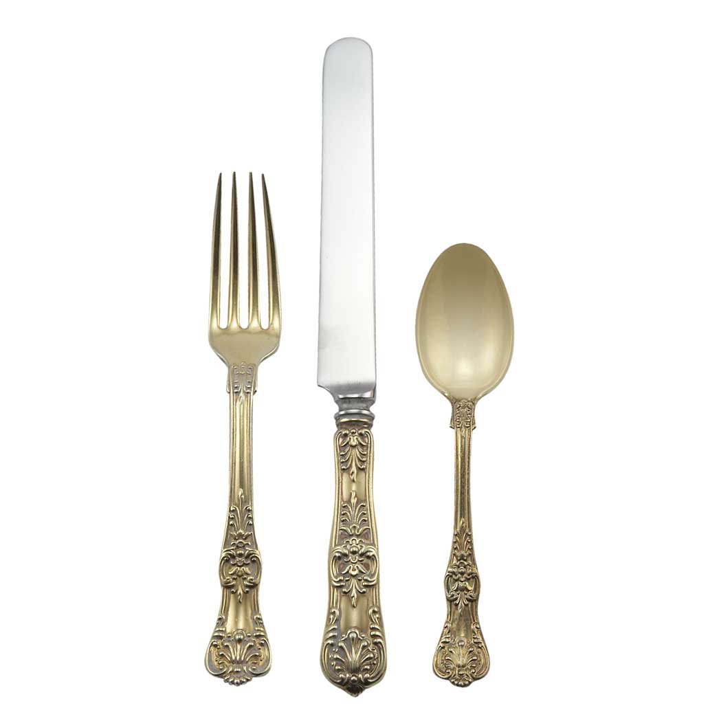 Appraisal: Tiffany Co Gilt Sterling Silver Partial Flatware Service In the