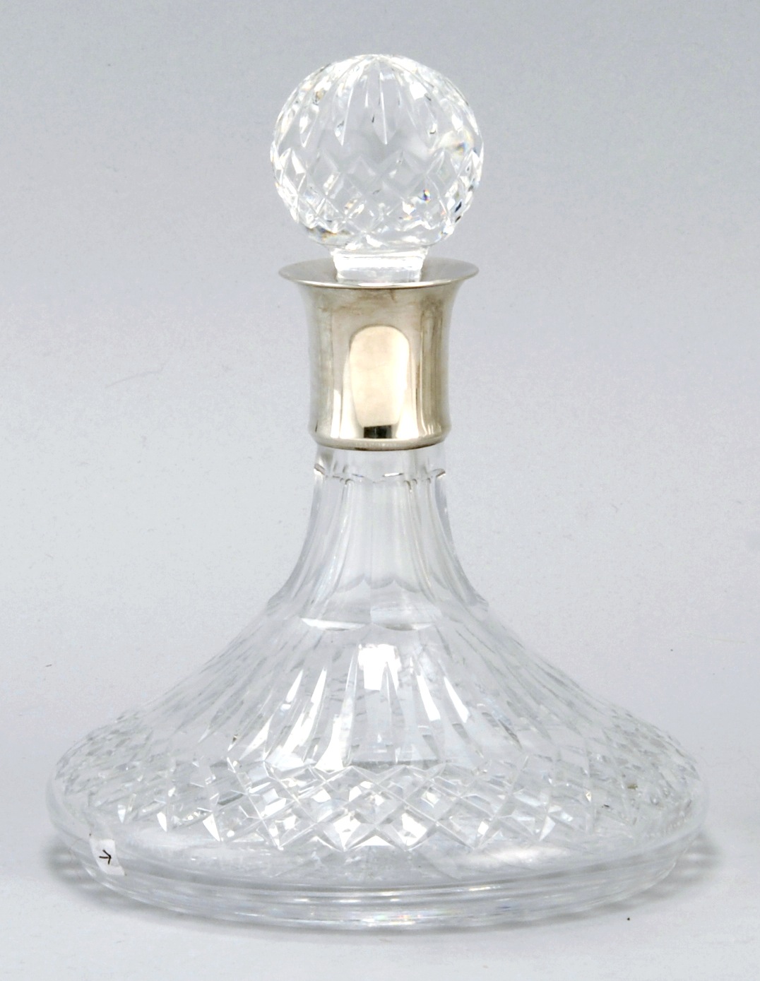 Appraisal: WATERFORD CRYSTAL SHIP'S DECANTER Signed Silver neck with Irish hallmarks