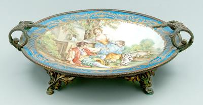 Appraisal: Ormolu mounted Sevres center bowl hand painted decoration with figures