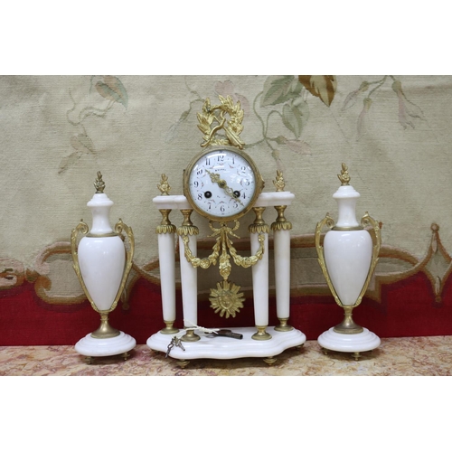 Appraisal: Antique French Louis XVI style portico mantle clock and garnitures