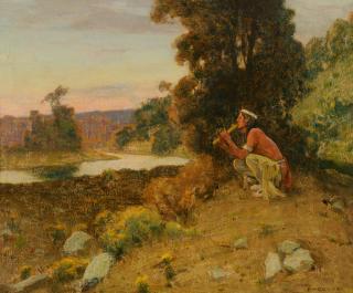 Appraisal: EANGER IRVING COUSE - The Piperoil on canvas laid on