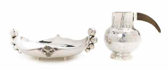 Appraisal: Two Mexican Silverplate Serving Articles comprising a hammered water pitcher