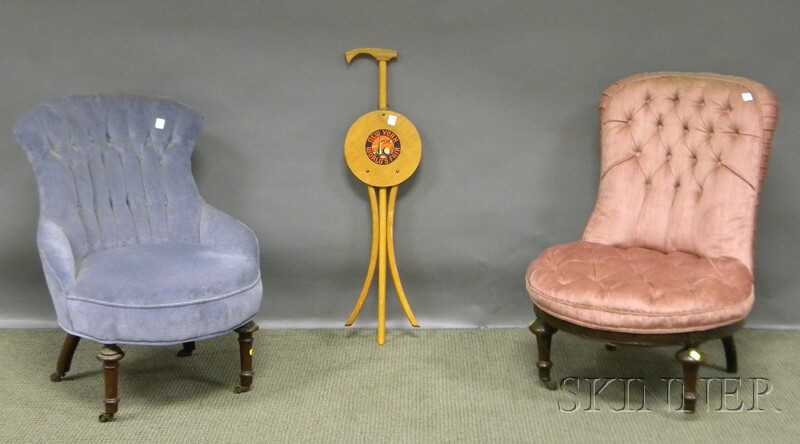 Appraisal: Two Victorian Upholstered Walnut Slipper Chairs and a New York